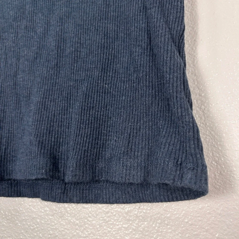 prAna‎ Womens Ribbed Short Sleeve Crew Neck Tee Navy Blue Slim Fit XS